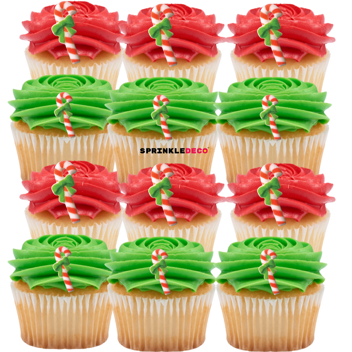 Candy Cane Edible Icing Toppers 12ct Asstd.