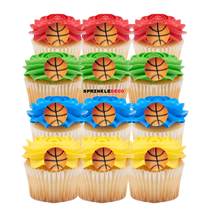 Basketball Decorative Edible Icing Toppers  - 12ct