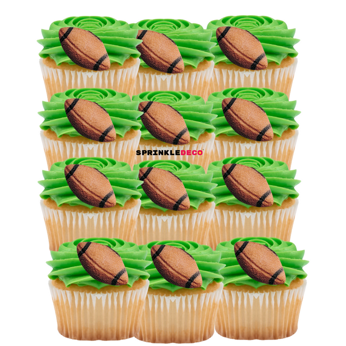 Football Edible Icing Toppers 12ct