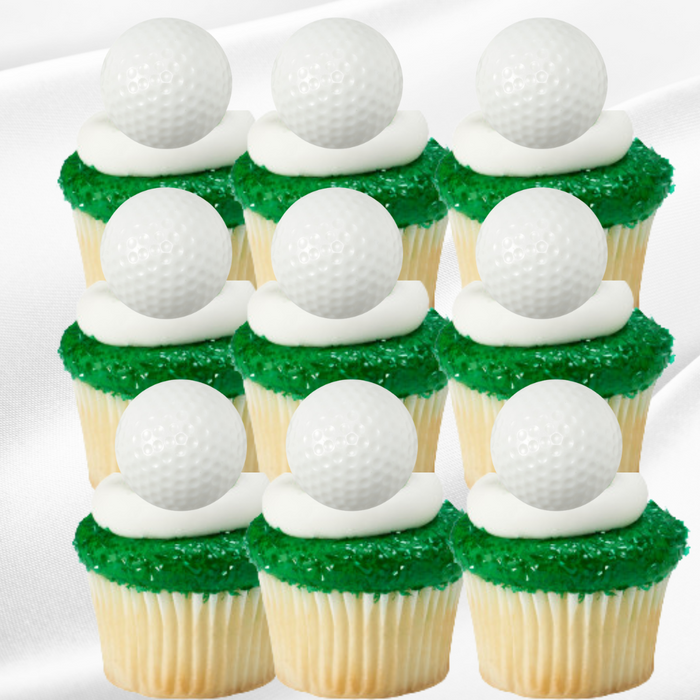 Golf Ball Dessert Decoration Cupcake Topper Rings - 12ct
