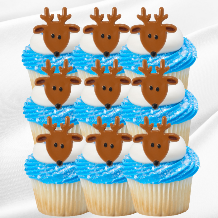 Reindeer Dessert Decoration Cupcake Topper Rings - 12ct