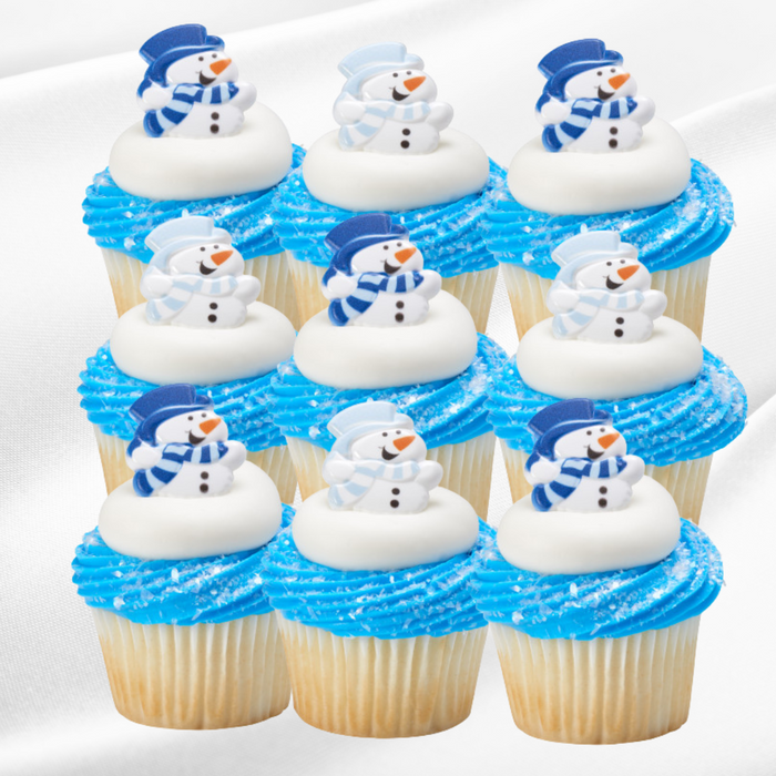 Snowman Dessert Decoration Cupcake Topper Rings - 12ct