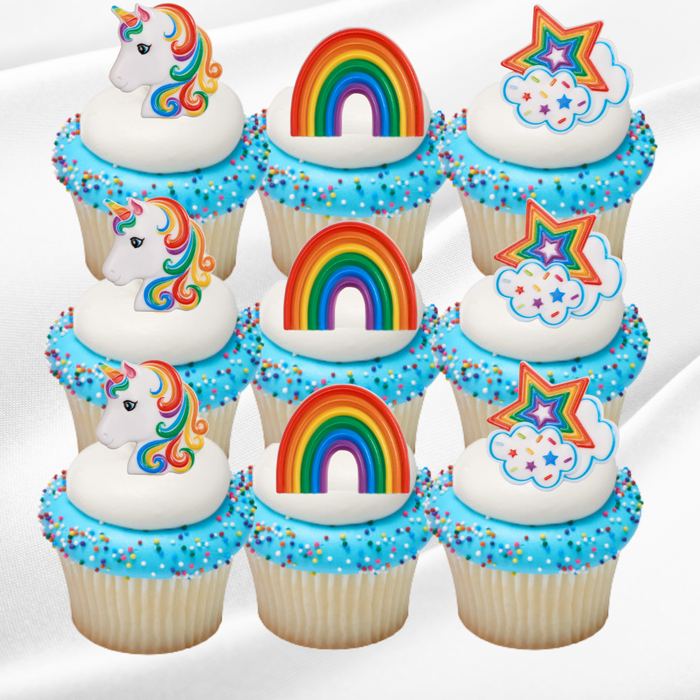 Unicorn Dessert Decoration Cupcake Topper Rings - 12ct
