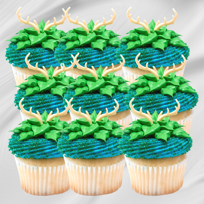 Deer Antler Dessert Decoration Cupcake Topper Rings - 12ct
