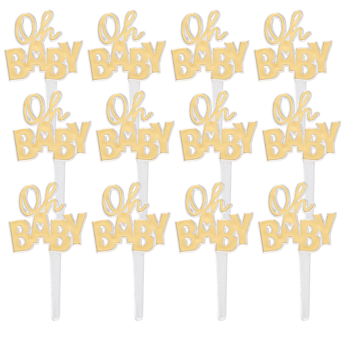 Oh Baby! Baby Shower Dessert Decoration Cupcake Topper Picks - 12ct