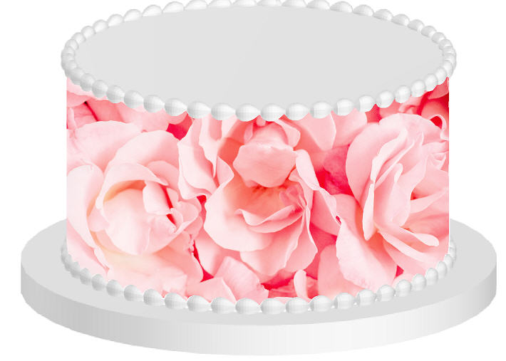 Pinkish Peach Roses Edible Cake Decoration Wrap