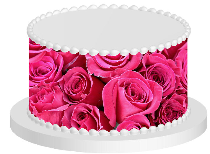 Fuschia Roses Edible Cake Decoration Wrap
