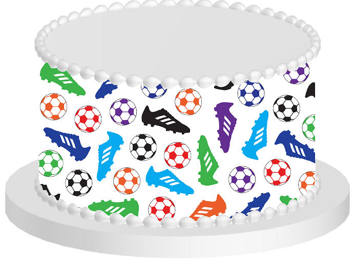 Soccer Colorful Cleats and Balls Edible Cake Decoration Wrap