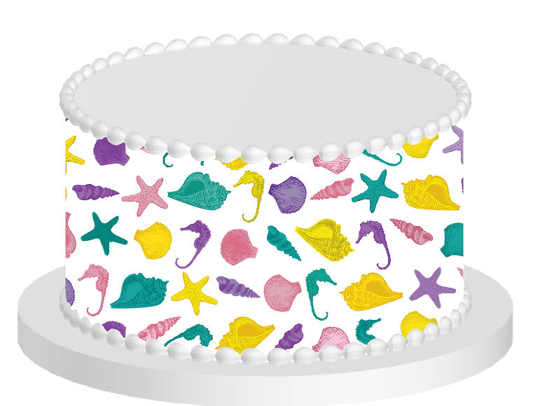 SeaShells Pastel Edible Cake Decoration Wrap