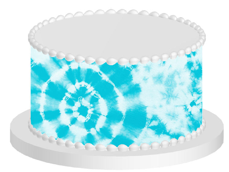 Blue and White Tie Dye Edible Cake Decoration Wrap