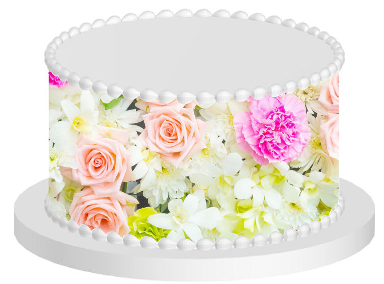 Roses and Flowers Edible Cake Decoration Wrap