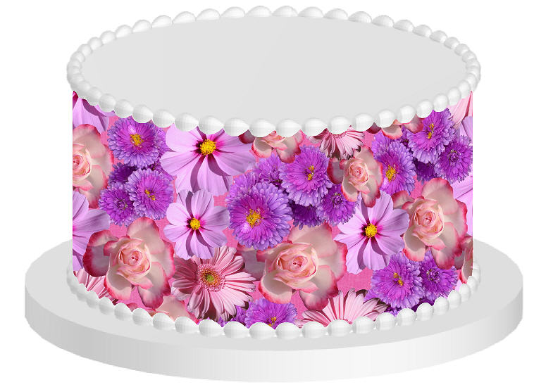 Lavender Flower Field Edible Cake Decoration Wrap
