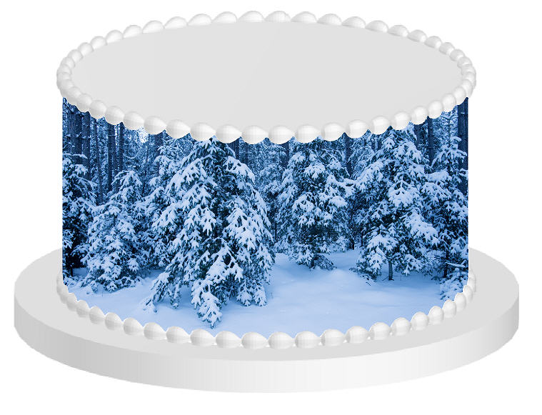 Winter Trees Edible Cake Decoration Wrap