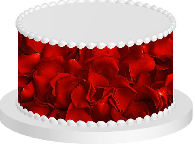 Red Rose Petals Edible Cake Decoration Wrap