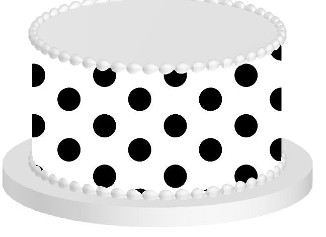White and Black Polka Dot Edible Cake Decoration Wrap