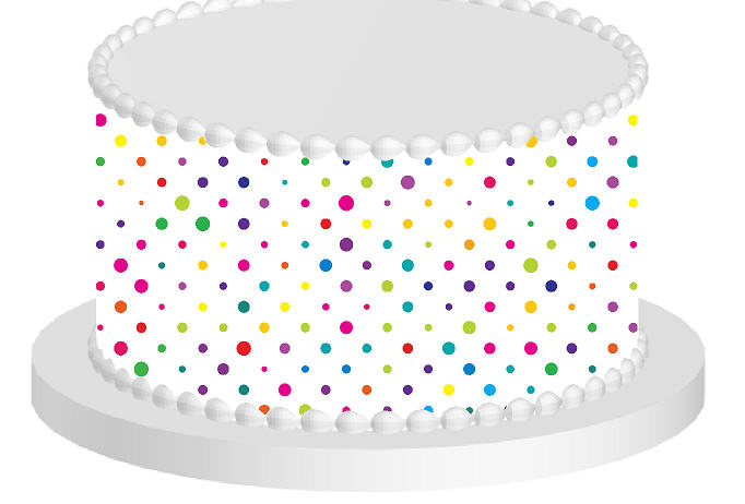 Small Dots Rainbow Confetti Edible Cake Decoration Wrap