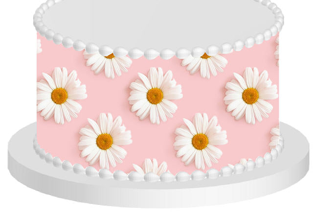 Daisy on Pink Edible Cake Decoration WrapEdible Cake Supplies ...
