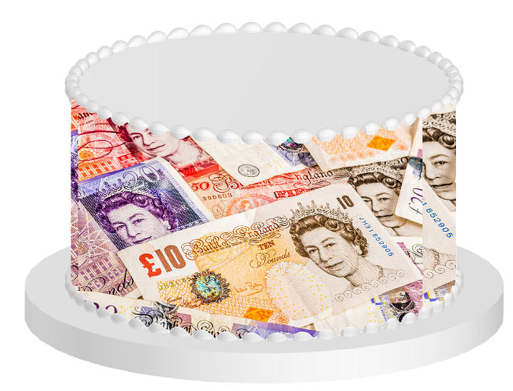 British Pounds Queen Elizabrth Edible Cake Decoration Wrap