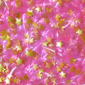 Hot Pink Glitter Flakes With Gold Stars Metallic Edible Shimmer Sparkle Glitter For Cakes And Cupcakes 2oz Jar